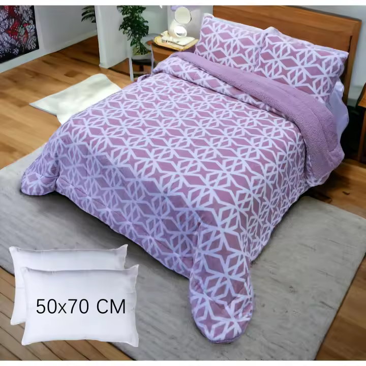 KingnetStore - Edredón Nórdico Franela 650 gr/m2 Gramaje con Borreguito Sherpa Ultra Suave y Cálido, Set de Cama con Fundas de Almohada Para Cama 80 90 105 135 150 160 180 CM Edredón invierno, +Relleno Cojin Hipoalérgico 50x70 CM Elegible - 1