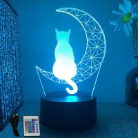 Lámpara De Noche LED 3D De Gato Lindo Para Niños Luz De Escritorio Para Dormitorio Con Toque Inteligente Regalo De Cumpleaños Decoración Para El Hogar - details 6