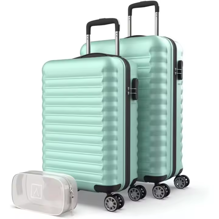 Juego de Maletas Rígidas 3pzs. Maleta Cabina 53cm, Maleta Mediana 63cm y Neceser. Set de Maletas de Viaje ABS Eco Friendly, 4 Ruedas Dobles, Resistentes, Ligeras y Seguras (Verde) - 1