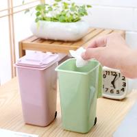 Mini Papelera De Escritorio En Plástico De 4 Colores Con Tapa Estuche De Almacenamiento Para Basura Pequeño Para Sala De Estar Y Mesa De Café - details 4