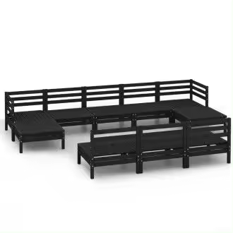 VIDAXL 3083368 set de muebles de 10 piezas para exterior fabricado en madera de pino maciza con acabado en color negro vida xl - 1