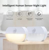 Lámpara De Pared Magnética Para Dormitorio Escaleras Baño Sensor De Movimiento Luz Nocturna Cálida Y Fría Circular Blanca Compacta - details 0