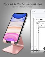 Soporte de escretorio de aluminio compatible con interruptor, todos los teléfonos inteligentes, iPhone 16, 15, 14, 13, 12, Mini Pro Max, Xs Max, Xr, X, Se 8, 7, 6, 6S más, SE 5, 5S, oro rosa - details 1