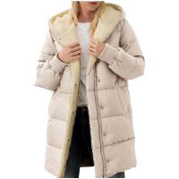 Abrigo largo acolchado con forro de piel de oveja, chaqueta de invierno para mujer con capucha y bolsillos, talla grande 2025 - details 0