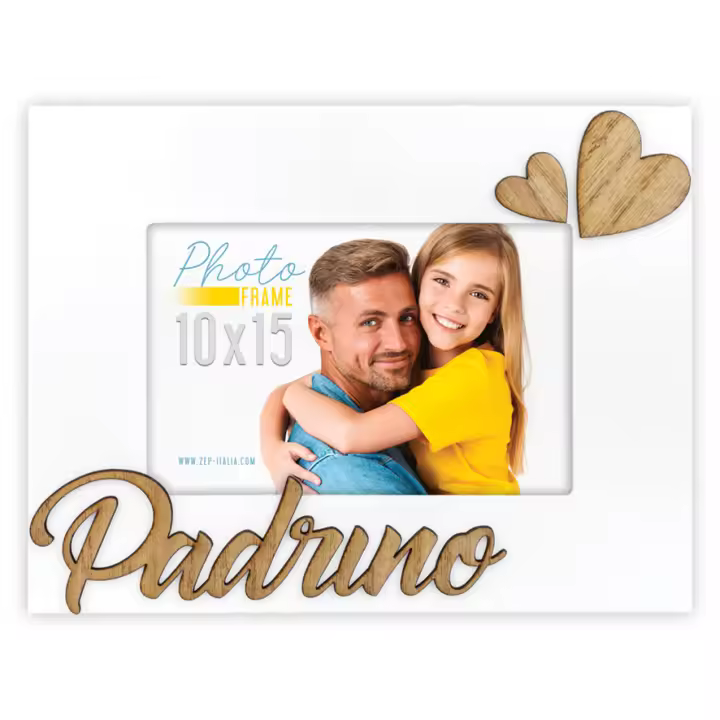 Marco de Sobremesa Zep en Madera Blanca con Escritura y Decoración en Relieve en Forma de Corazón para Fotografías 10x15 - 1