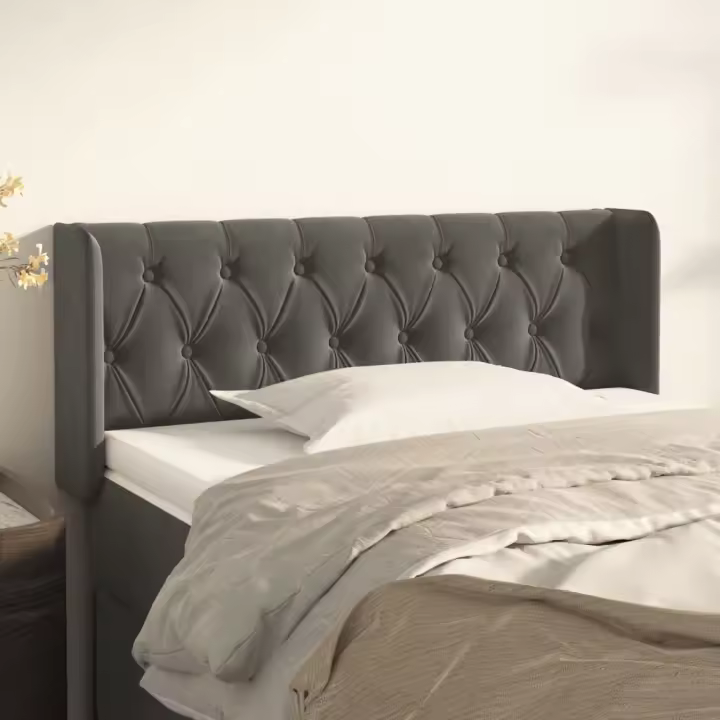 vidaXL Cabecero de terciopelo gris oscuro 93x16x78/88 cm - 1