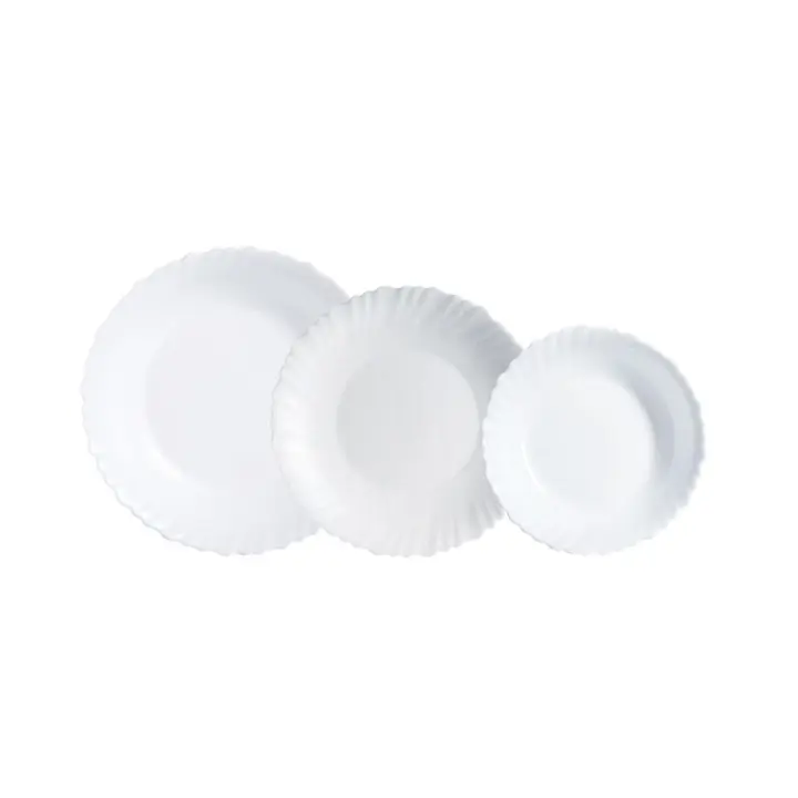 Vajilla Feston Luminarc 18 piezas 6 servicios vidrio opal blanco - 1