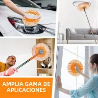 Mopa Redonda Rotativa De Girasol Para El Hogar Con Polo De Extensión Para Limpieza De Pared Y Techo Material De Microfibra - details 5