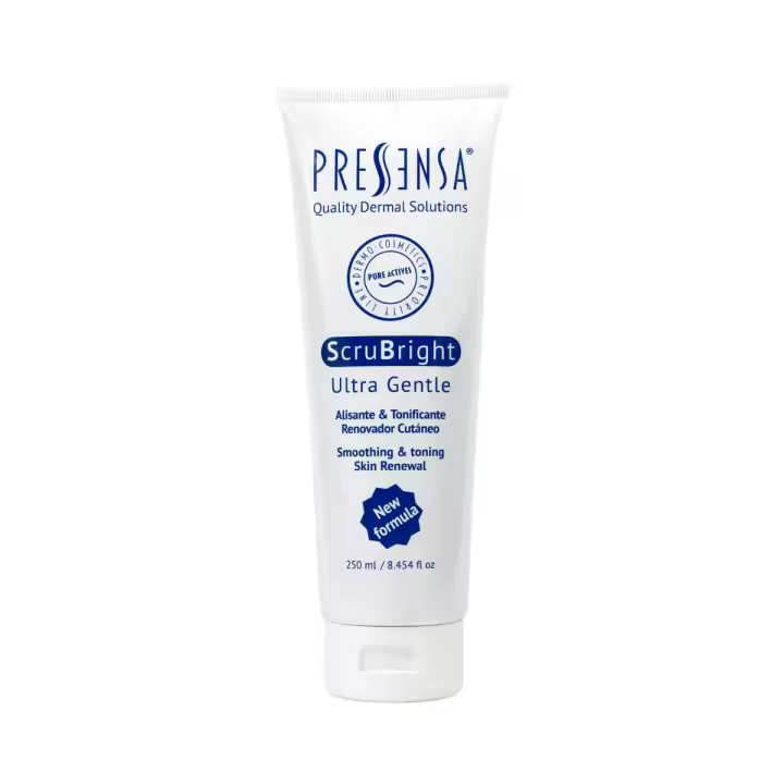 Pressensa  -  ScruBright Exfoliante Facial de Doble Acción – Enzimático y Mecánico con Piña y Papaya  –  Ilumina y Suaviza la Piel – Limpia en profundidad, afina la textura y mejora la renovación celular para una piel más radiante y uniforme – 250 ml. - 1