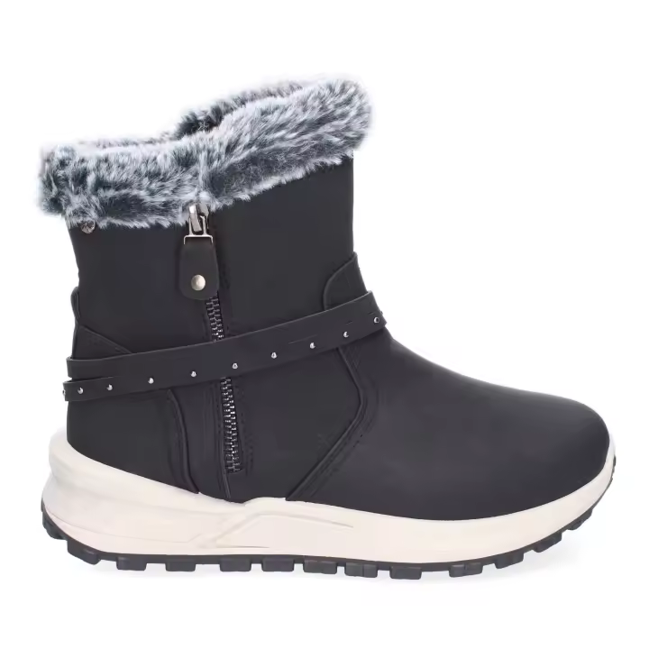 PuntoSalao Botas de invierno plana esquimales pelo para mujer negras PP-17 - 1