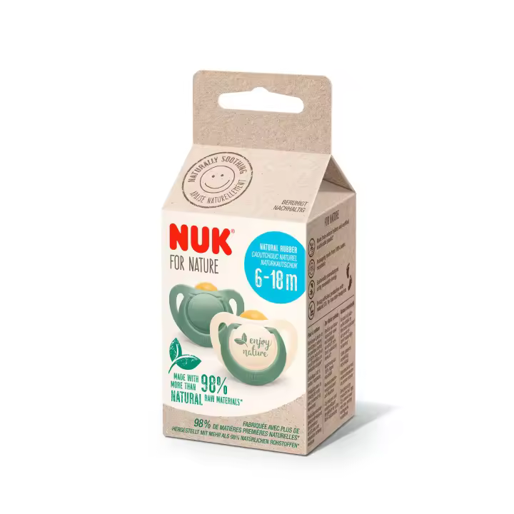 NUK Chupete for Nature LÁTEX NATURAL 6-18 M AHORRO: 1 Pack  beige + 1 Pack verde: 4 chupetes - 1