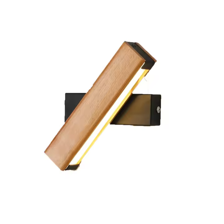 Luz de pared LED 4W Luz de pared de Madera interior 360 ° Rotative 3000K Lámpara de pared Blanca Cálida para dormitorio Sala de estar Oficina Pasillo - 1