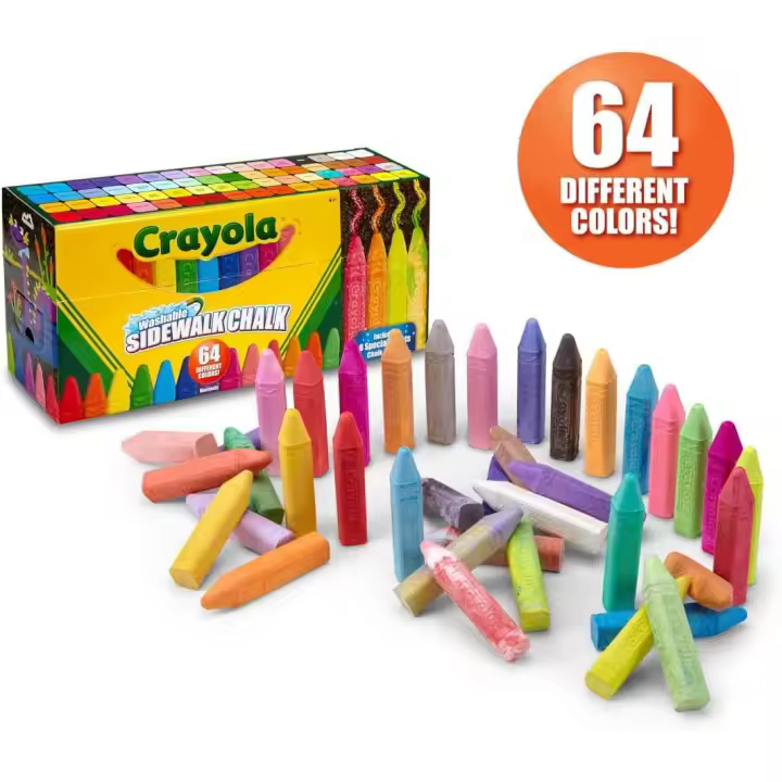 Crayola Tizas de Colores Maxi para Dibujar en Asfalto - Set de 64 Unidades 51-2064 - 1
