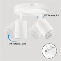 Luces De Techo LED Rotativas GU10 Con 2 Bombillas Incluidas Spots Modernos Negros Para Iluminación Directa Y Decorativa - details 3