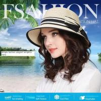 Gorro De Paja Para Mujer Muchique Boater Sombrero De Verano Con Alas Anchas Para Playa Protección Solar Gorro De Viaje Casual Con Lazo - details 0