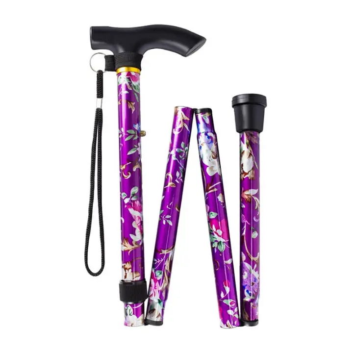 Palo De Camuflaje Para Ancianos Y Hombres Mujeres Ligero Plegable Telescópico 93cm Ajustable Con Manija Floral De Metal Para Escalada Y Senderismo - 1
