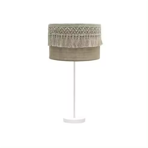 FABRILAMP Lámpara de Mesa Sobremesa Grande Ekaterina 1xe27 Blanco/saco 63x30x30 Cm Con Pasamanería - Diseño Elegante - 1