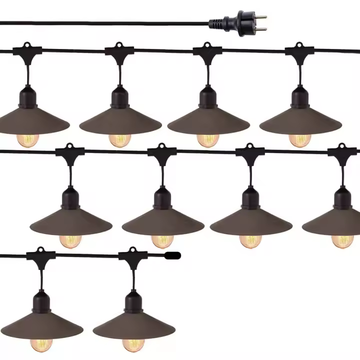 Lola Home Kit de guirnalda jardín negra de 10 casquillos con 10 pantallas y 10 bombillas led reemplazables transparentes de 7 metros Chateau - 1