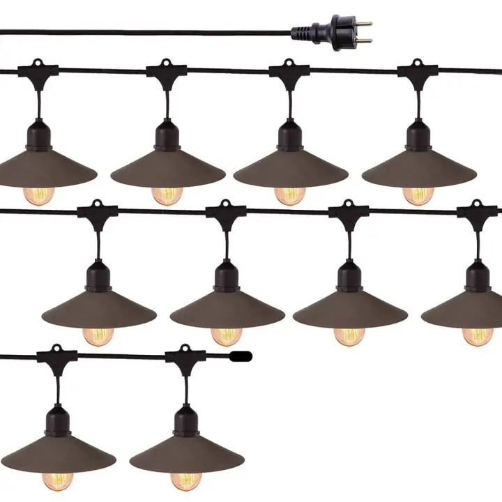 Lola Home Kit de guirnalda jardín negra de 10 casquillos con 10 pantallas y 10 bombillas led reemplazables transparentes de 7 metros Chateau - 1