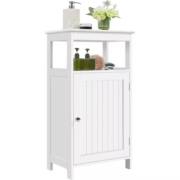 Armario Baño Columna Mueble Auxiliar de Baño Armario de Almacenaje Estrecho de 4 Niveles para Salon Pasillo Blanco 45x30x83,5cm - 1