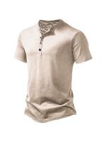 Camiseta De Verano Para Hombre Cuello Henley Manga Corta Casual Transpirable Quick Dry Polyester Streetwear Top - details 5