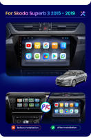 AWESAFE inalámbrico CarPlay Android Auto Radio para Skoda Superb 3 2015 2016 2017 2018  2019 coche reproductor multimedia GPS 2 din autoradio volante controles RDS Bluetooth - details 2