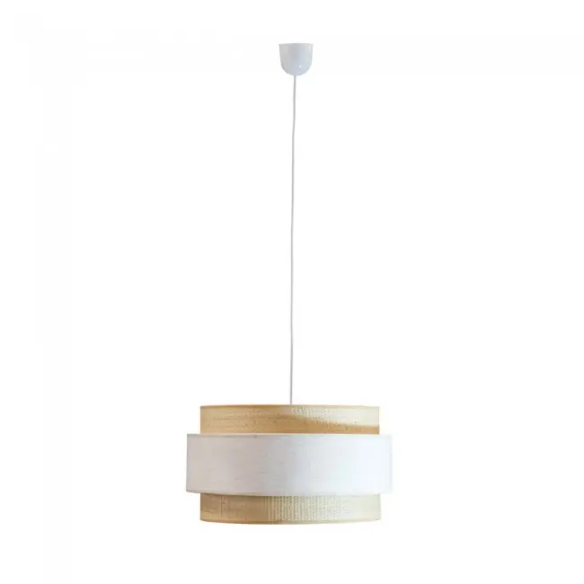 WONDERLAMP Wonderlamp Sira - Lámpara de Techo de Ratán Trenzado y Pantalla de Lino Personalizable - 1