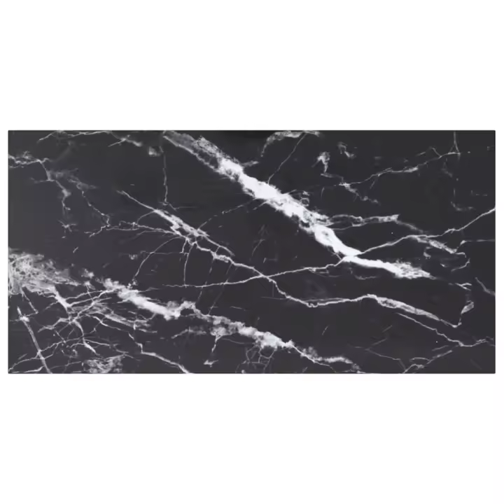 vidaXL Tablero mesa diseño mármol vidrio templado negro 100x50 cm 6 mm - 1