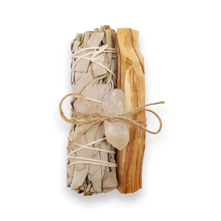 LAMARE Kit Purificación Aura: Purificación Holística - Salvia Blanca - Palo Santo - Cuarzo Blanco – Armonía – Purificación – Kit Limpiador – Equilibro de Energías – Aleja Energía Negativa. - 1