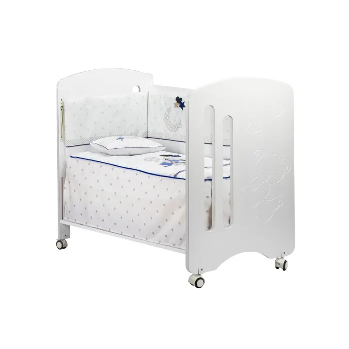 CAMA LOVELY PREMIUM+SET CAMA60X120 (COLCHA+PÁRA-CHOQUES+ALMOFADA)-ALGODÃO-MOD. OSO AMOROSO-AZUL - 1