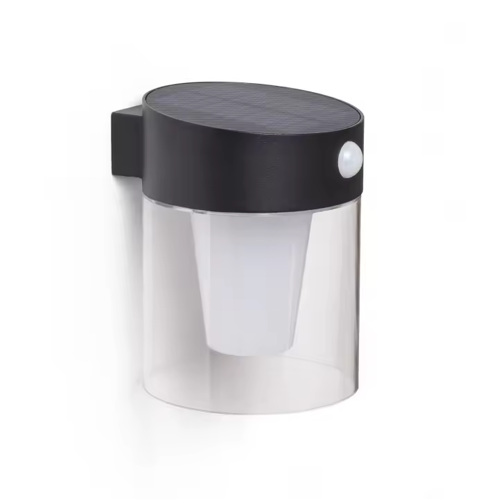 Ledkia Aplique de Pared Exterior Solar LED 1,5W Aluminio con Sensor de Movimiento Efren Negro - 1