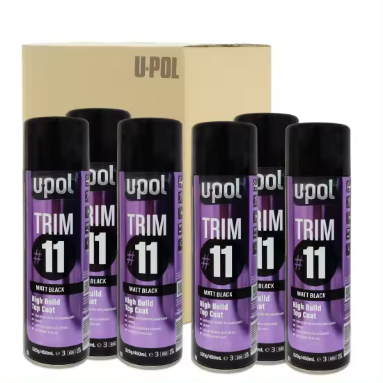 DISPIVAL 6 x AEROSOL ACABADO PREMIUM TRIM U-POL NEGRO MATE 450 ML - 1