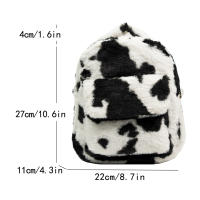 Mochila De Peluche Con Patrón De Vaca Para Mujer Multifuncional Con Correa Ajustable Y Diversas Bolsillos Casual Y Divertida Para Compras Y Uso Diario - details 12