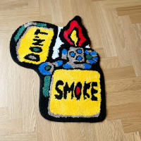 Alfombra Antideslizante Amarilla No Fumar Para Sala De Estar Alfombrilla Para Lado De Cama Alfombra Suave Para Dormitorio Decoración Aestética Para El Hogar - details 0