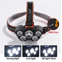 Lámpara De Cabeza Super Brillante USB Recargable 5 LED Con Batería Integrada Para Camping Y Pesca Nocturna KDULIT - details 1