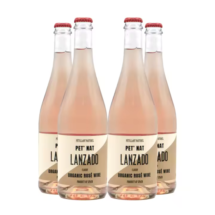 Lanzado - Pétillant Naturel Rosado - Pét Nat - Ecológico - Pack de 4 - Espumoso Natural - méthode rurale - 750 ml/botella - 1