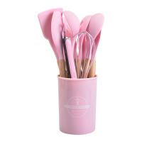 Set De 12 Utensilios De Cocina De Silicona Con Mango De Madera Y Cesta De Almacenamiento Resistente a Altas Temperaturas Y Antideslizante Incluye Espátula Y Cuchara - details 5