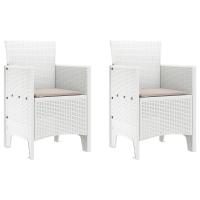 Silla de Jardín vidaXL Juego de 2 Blanco Taupe Ratan Plástico - details 1
