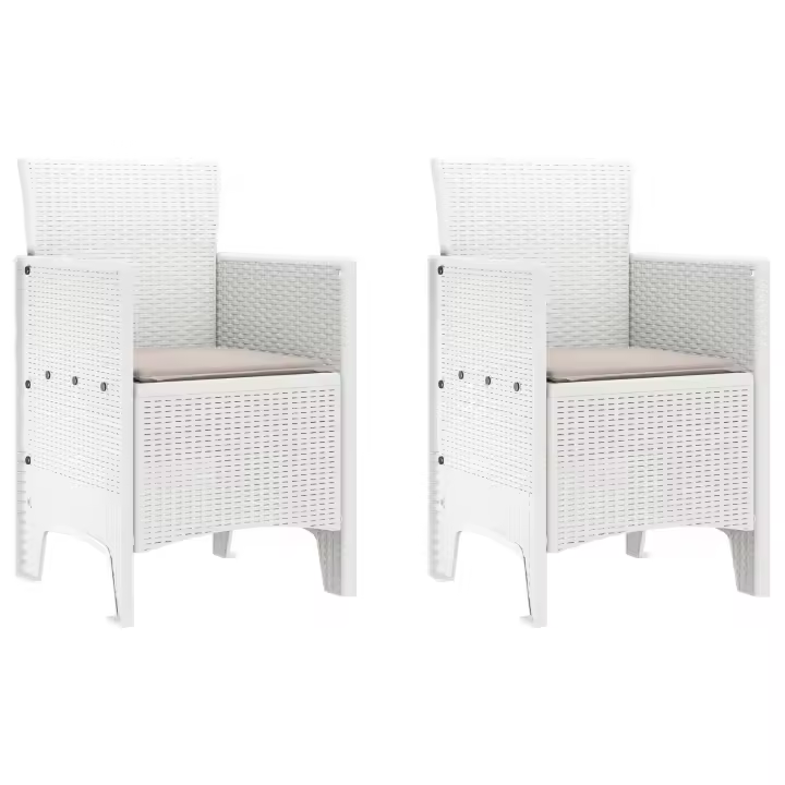 Silla de Jardín vidaXL Juego de 2 Blanco Taupe Ratan Plástico - 1