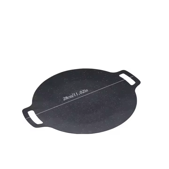 Sartén De Asado Redonda Aluminio No Adherente Para Barbacoa Y Frying Pánuelo De Sartén Para Grill Top Griddle Pan BBQ Al Aire Libre Placa De Barbacoa De Hierro Fundido - 1