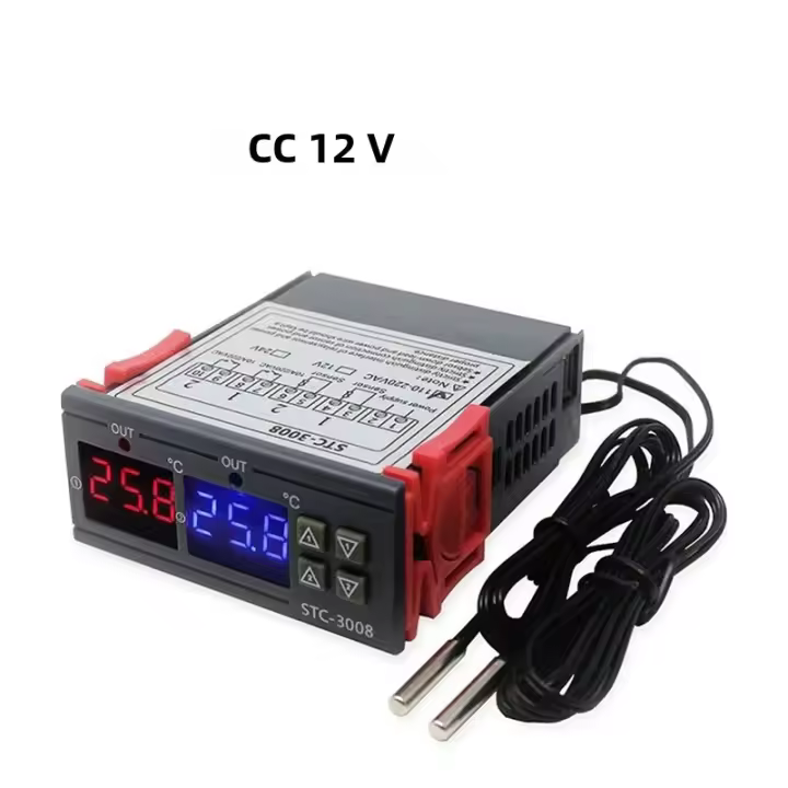 Controlador De Temperatura Digital Doble Termostato Termoregulador Incubador Relé LED 12V24V 220V Calentador Refrescador Doble Probar STC-3008 - 1