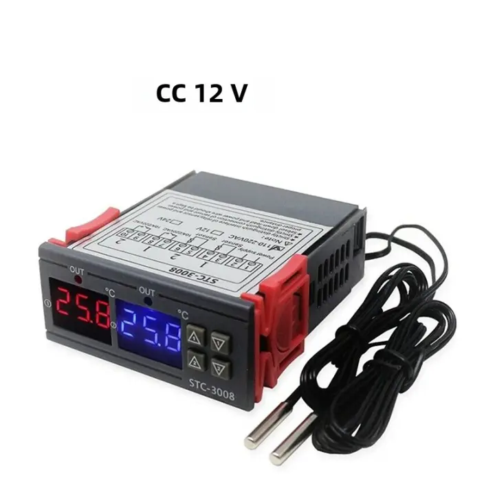 Controlador De Temperatura Digital Doble Termostato Termoregulador Incubador Relé LED 12V24V 220V Calentador Refrescador Doble Probar STC-3008 - 1