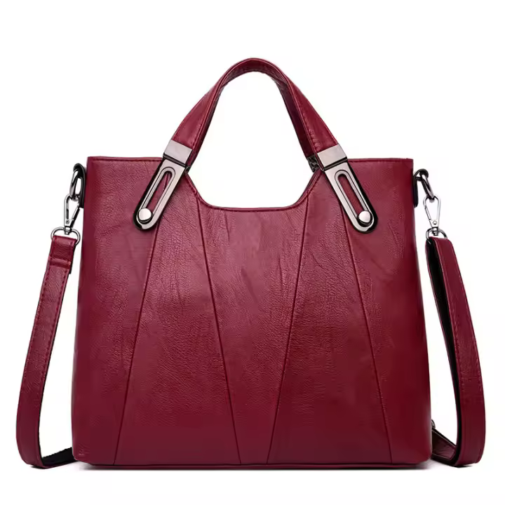 OmHO Bolsos de mujer de mediana edad, nuevo estilo, atmosféricos y versátiles, de moda, de cuero suave, de gran capacidad, bolsos de un solo hombro y bandolera. - 1