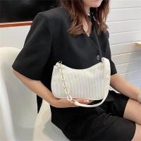 Bolso De Hombro De Corduroy Chic Con Cadena Underarm Bolso De Mano Sencillo Para Mujeres Con Cremallera Adecuado Para El Uso Diario - details 3