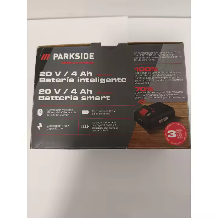 Batería Smart Parkside Performance Bluetooth de 4 Ah 20 V Cargador inteligente con muchas funciones - 1