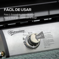 Outsunny Plancha de Gas Sobremesa con 2 Quemadores de Acero Inoxidable 6kW Barbacoa Portátil con Plancha para Picnic Camping 48,5x46x21cm Negro Plata - details 4