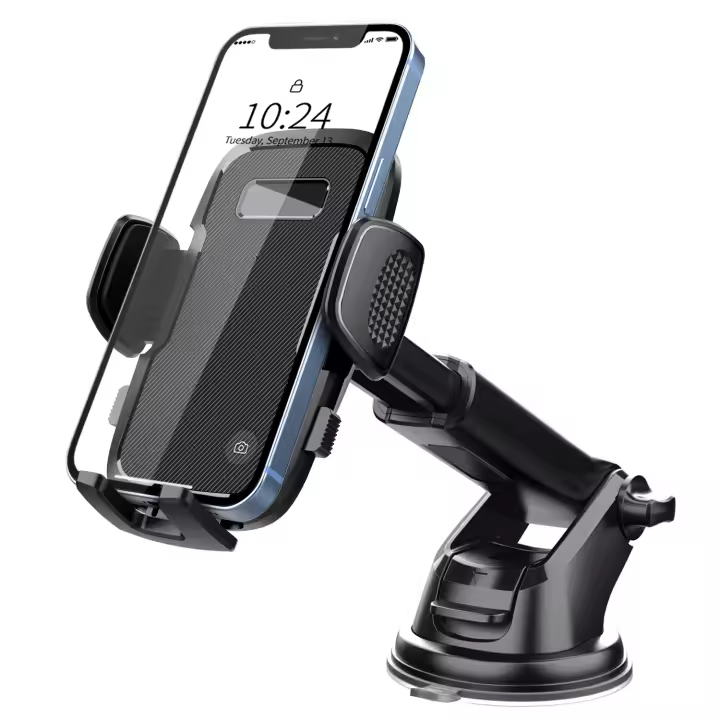 Soporte Movil Coche [Potente Ventosa], Doble Soporte Metálico para Parabrisas/Salpicadero/Ventilación de Aire, Soporte Teléfono Coche Universal para Smartphone - 1
