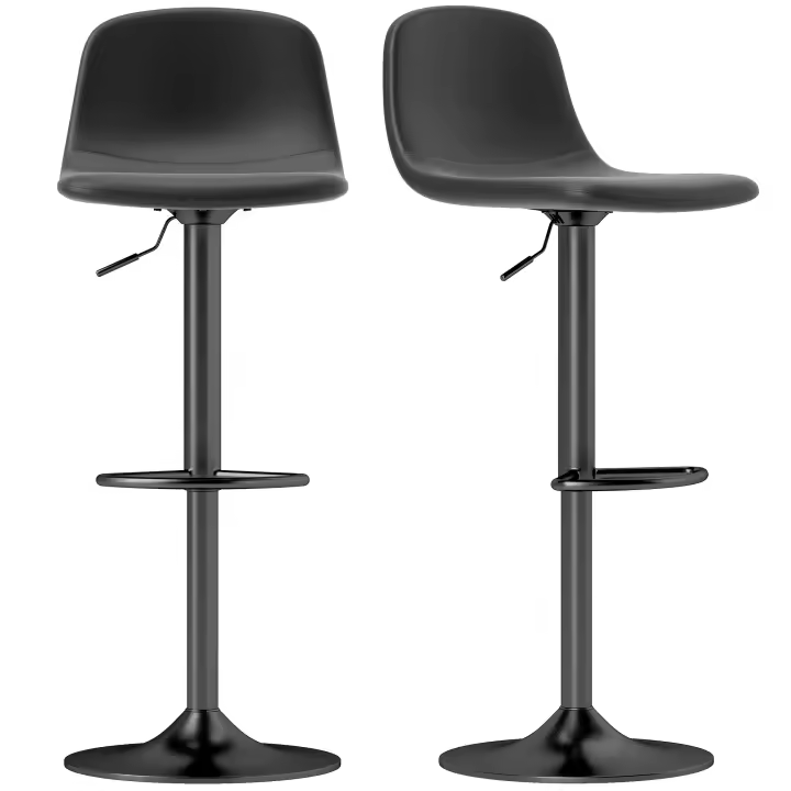 HOMCOM Juego de 2 Taburetes de Bar Taburetes Altos de Cocina Regulable en Altura 84-104 cm con Respaldo y Reposapiés Tapizado en PU Giratorio en 360° para Comedor Mostrador - 1