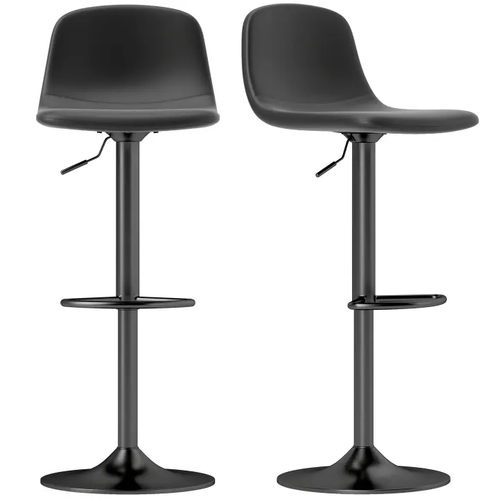 HOMCOM Juego de 2 Taburetes de Bar Taburetes Altos de Cocina Regulable en Altura 84-104 cm con Respaldo y Reposapiés Tapizado en PU Giratorio en 360° para Comedor Mostrador - 1