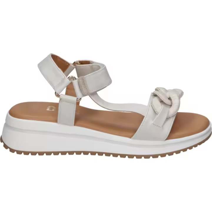 D’ANGELA | Sandalias de Cuña D’Angela para Mujer – Sandalias en Color Blanco Hielo con Detalle – Sandalia con Cierre de Velcro – Cuña Media y Cómoda – Versátiles y Combinables – Modelo DKO28174 - 1